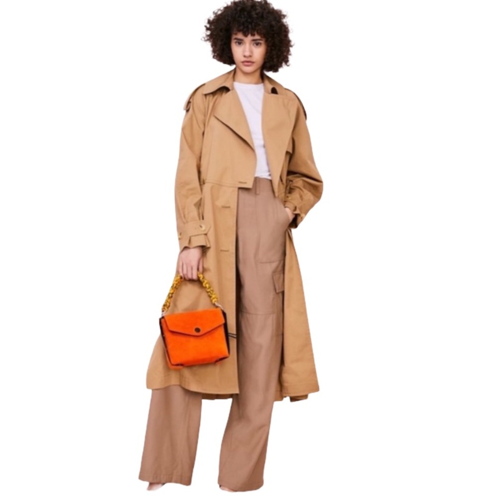 NWT Vince Dark Khaki Belted Trench Coat - Picture 2 of 10